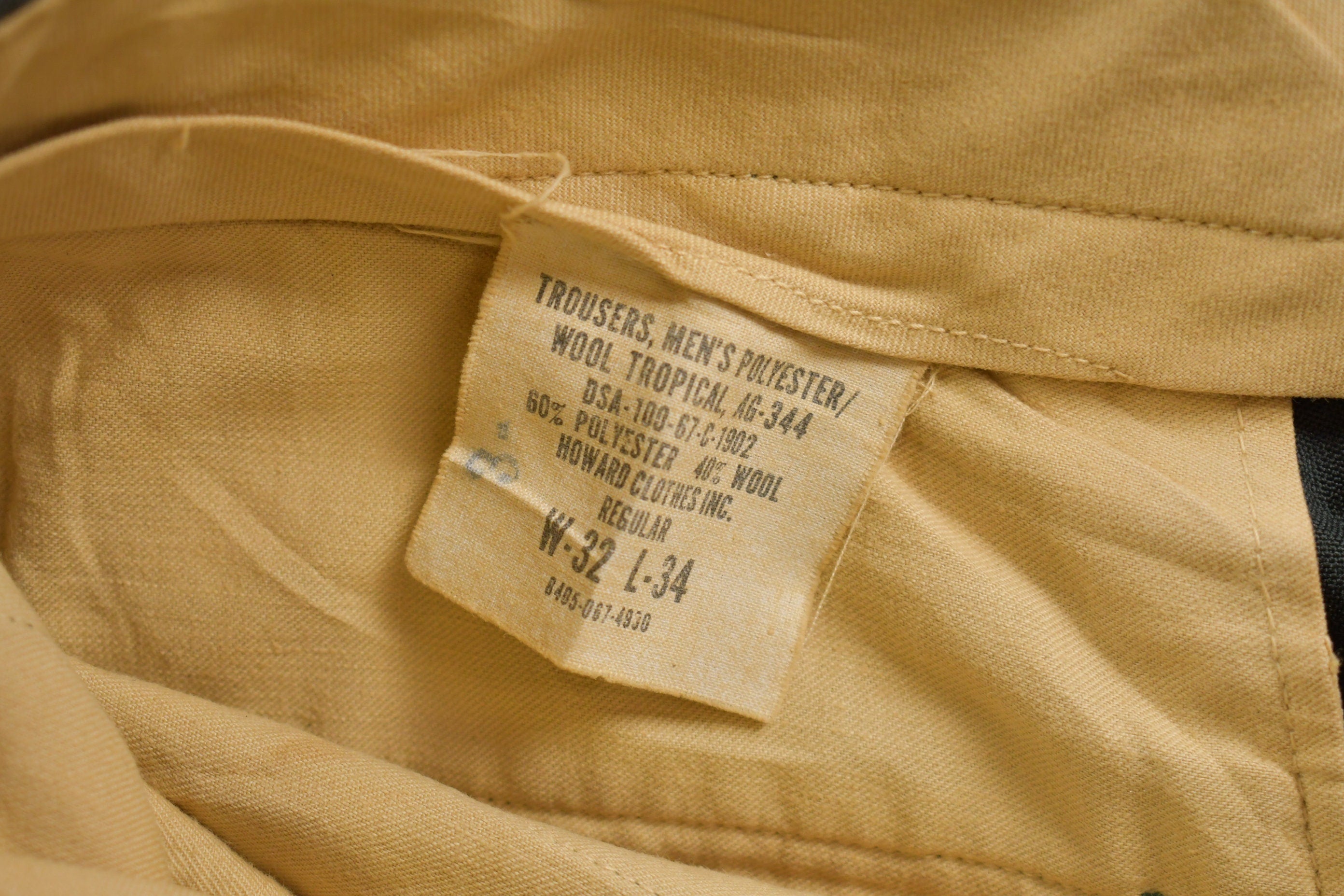 Vintage 1970s Military Wool Trousers with Belt Size 28 x 29