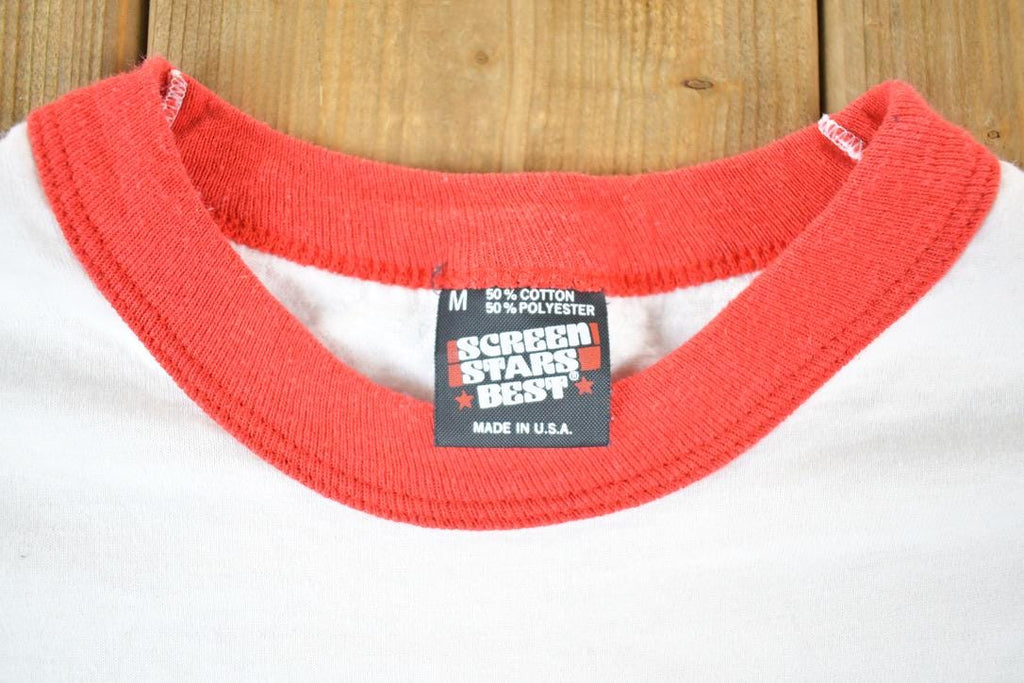 Vintage 80s Super Sitters Ringer Tee: Rainbow Graphic, Made in USA (Men's XS)
