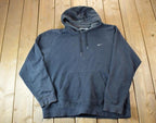 Vintage 1990s Nike Embroidered Mini Swoosh Full Zip Hoodie Sweatshirt