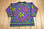 Vintage 1990s Variations Floral Knit Mock Neck Sweater