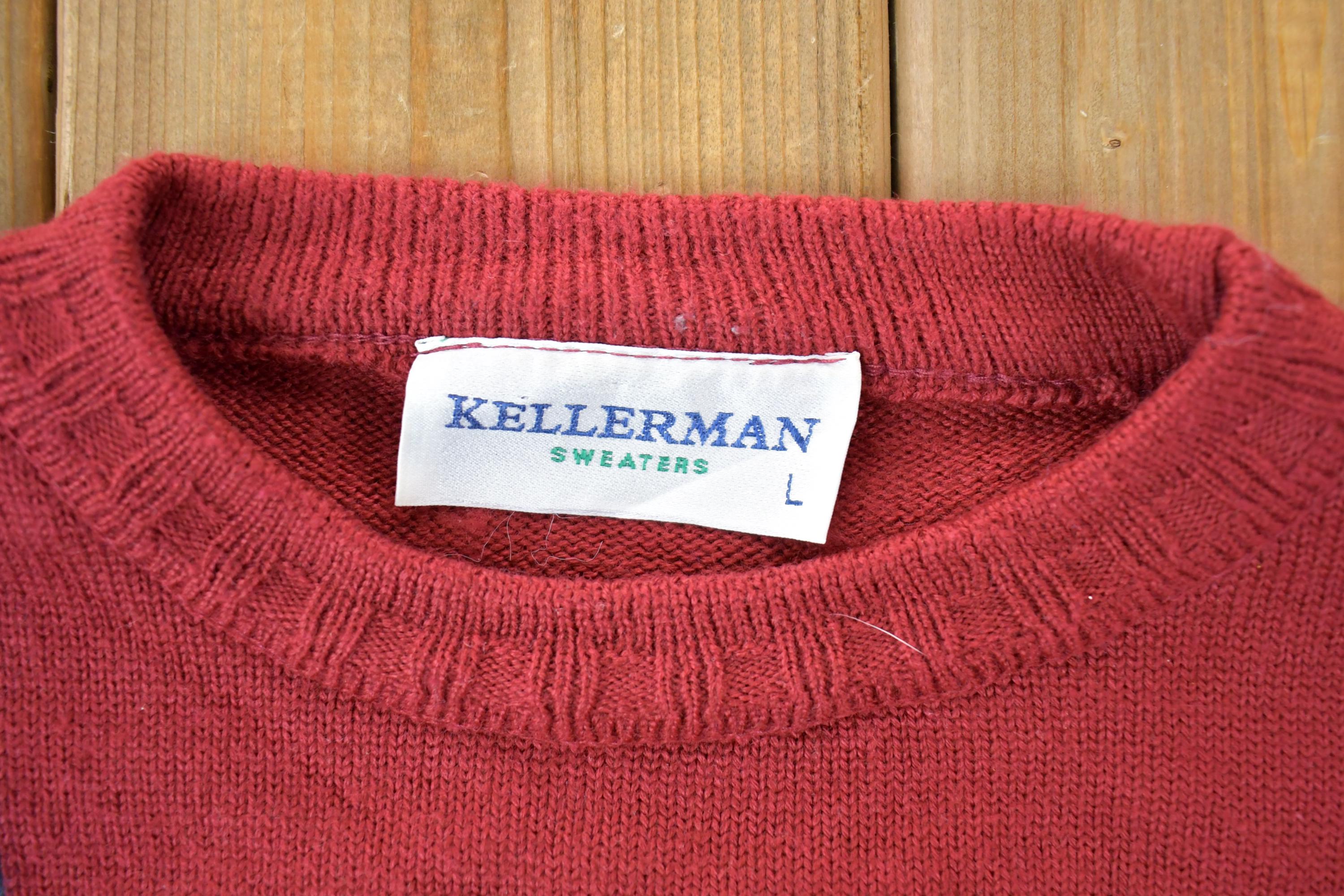 Vintage 1990s Kellerman Sweaters Knit Crewneck Sweater / 90s Crewneck / Made In USA / Preppy
