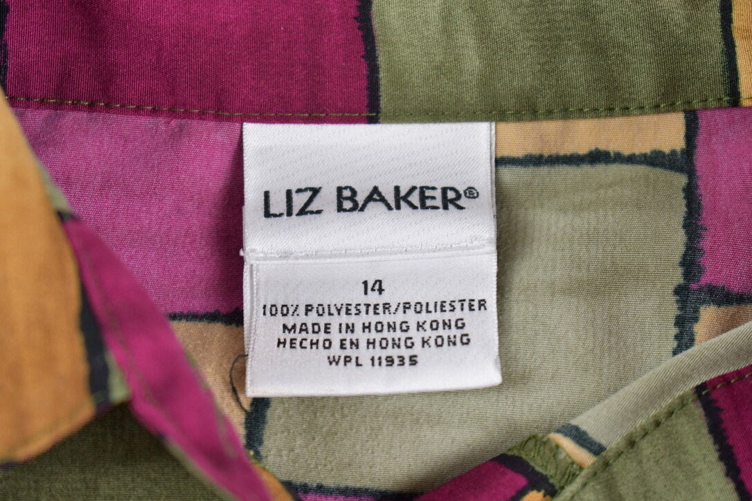 Vintage 1990s Liz Baker Polyester Button Up Shirt