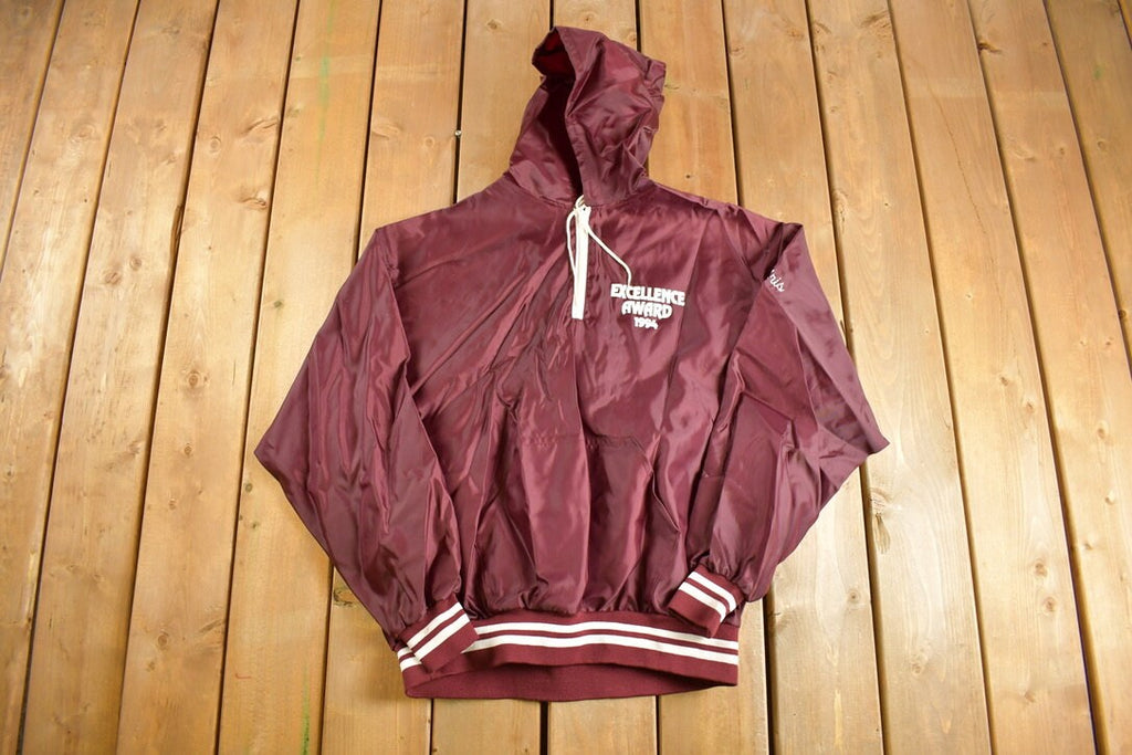 Vintage 1994 Excellence Award Burgundy Quarter Zip Windbreaker