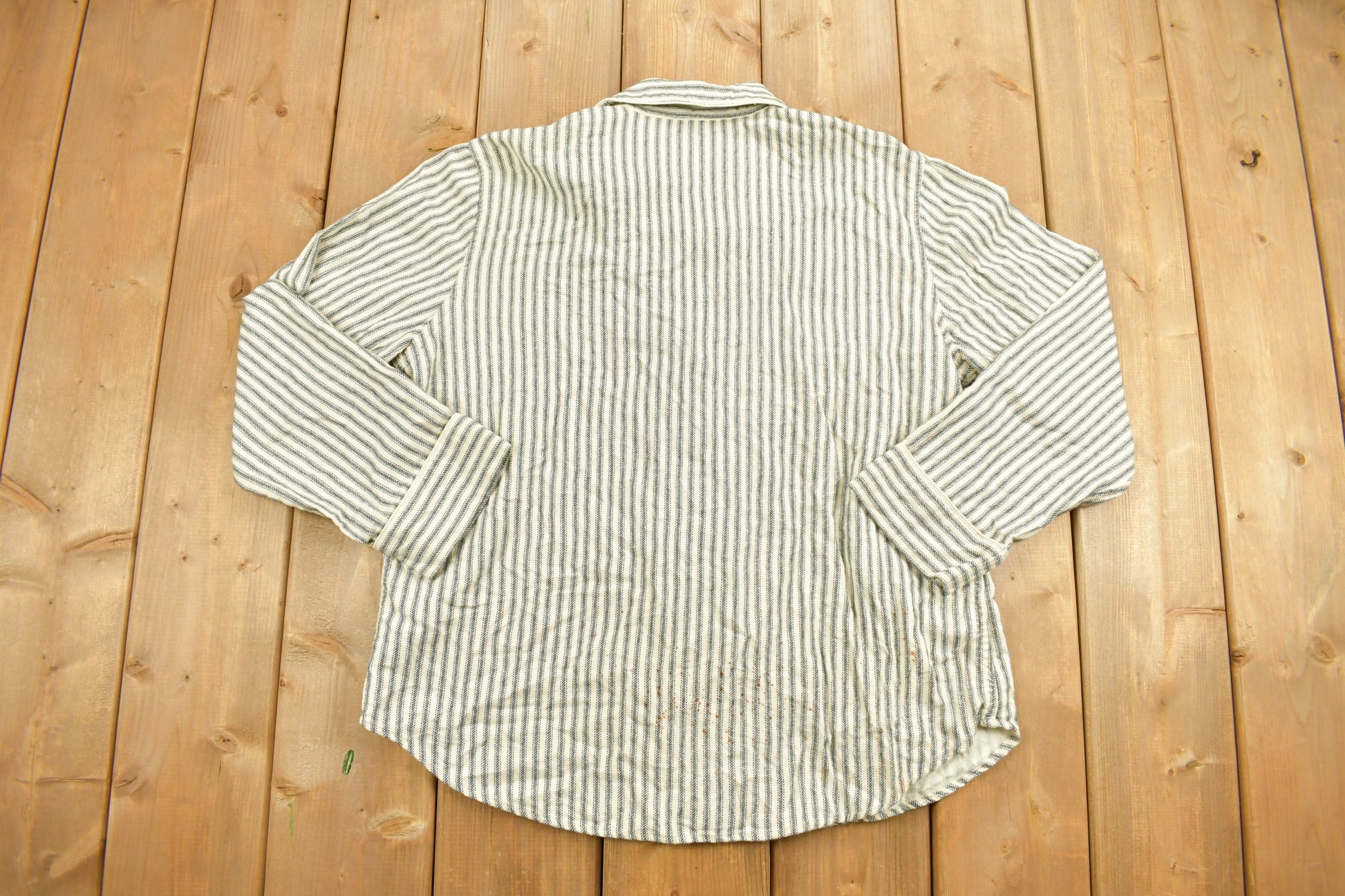 Vintage 1990s Chaps Ralph Lauren Striped Button Up Bed Shirt / 1990s Button Up / Vintage Flannel / Stripy Shirt / Button Down