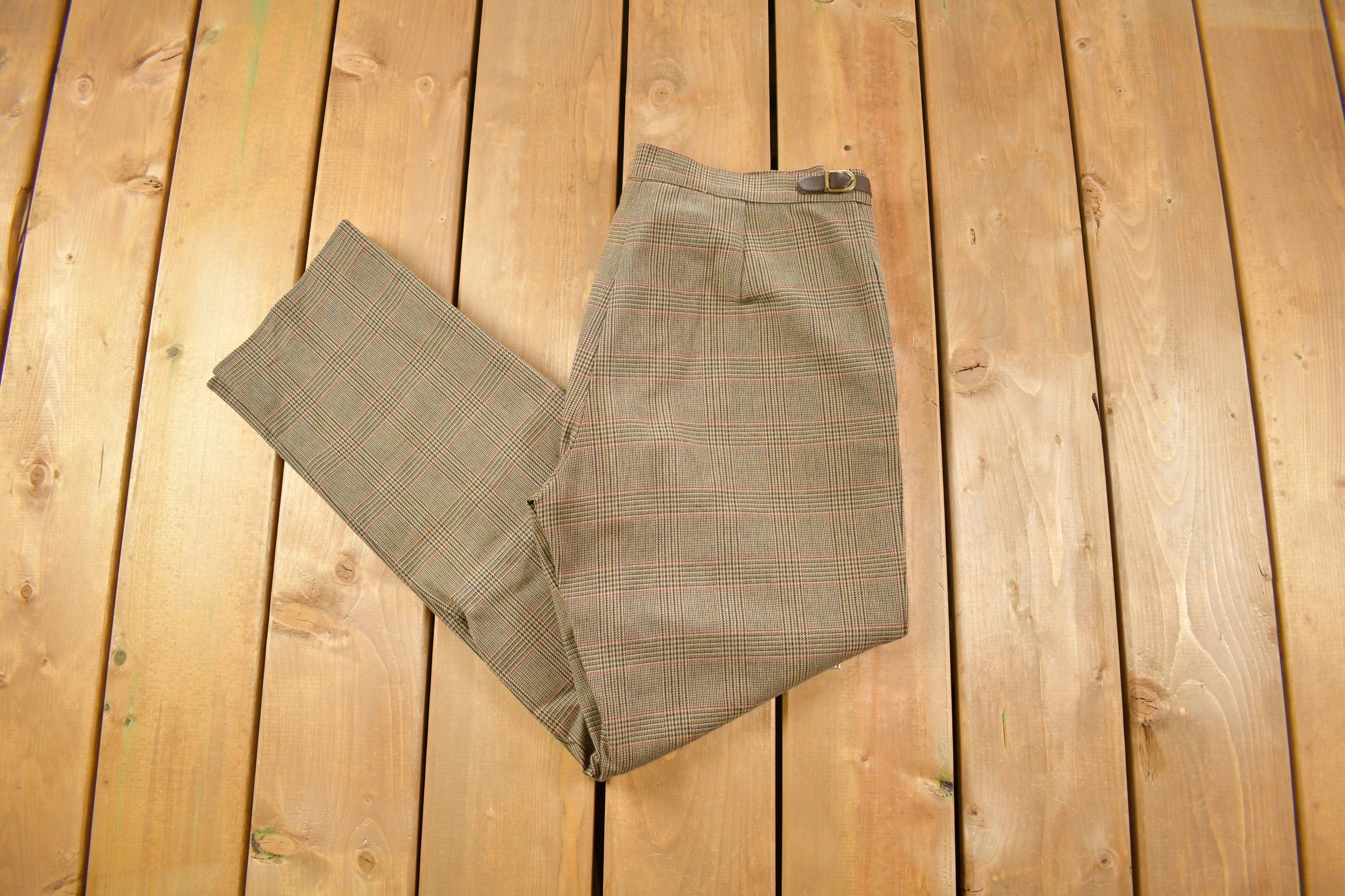 Vintage 1990s Ralph Lauren Plaid Pattern Trousers Size 30 x 29