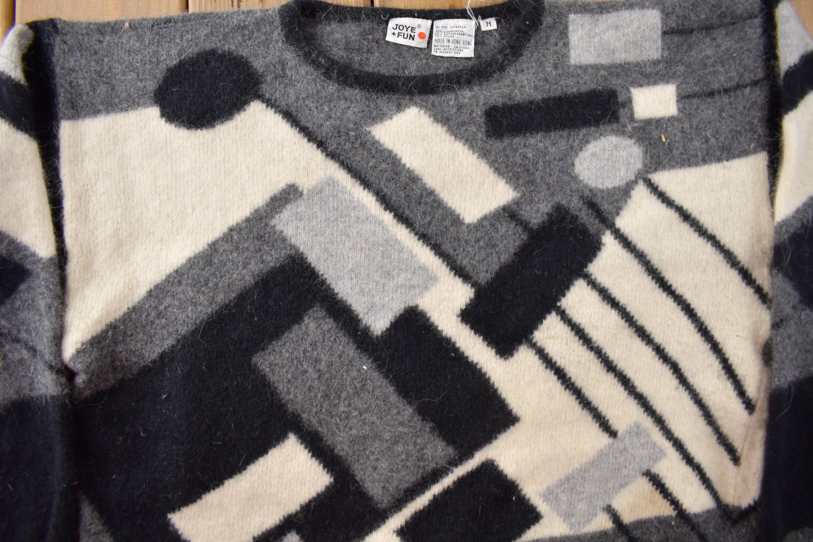 Vintage 1990s Joye Fun Geometric Knit Crewneck Sweater Size Women's M
