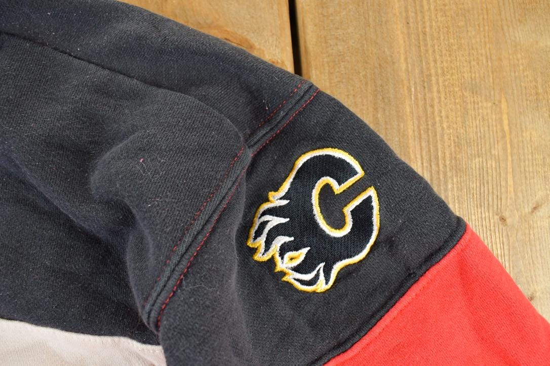 Vintage 1990s Calgary Flames Old Time Hockey Hoodie Crewneck Sweatshirt