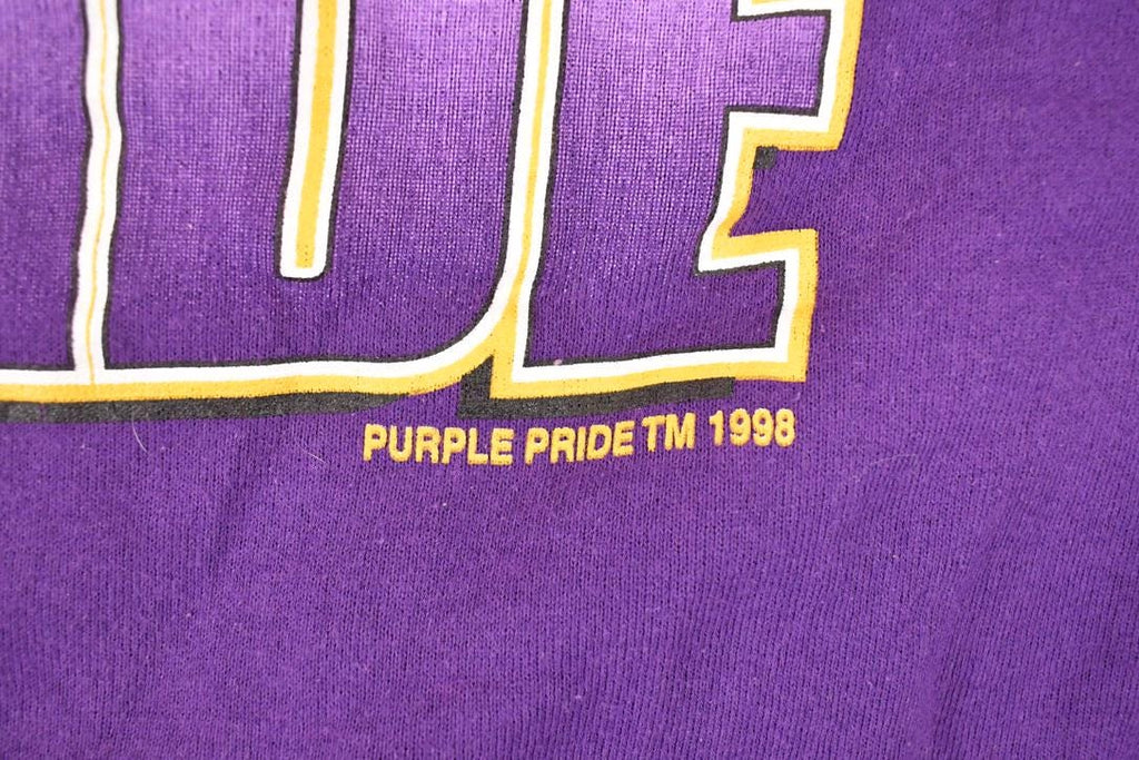 Vintage 1998 Minnesota Purple Pride Graphic Print NFL Crewneck Sweatshirt Men's L