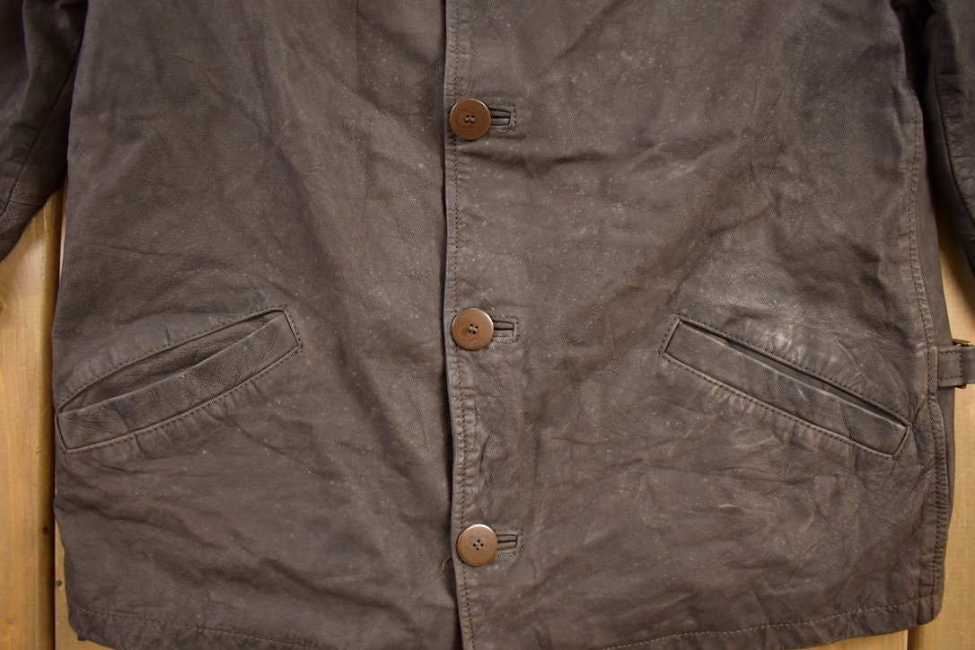 Vintage 1980s Select Clothing Waxed Leather Jacket
