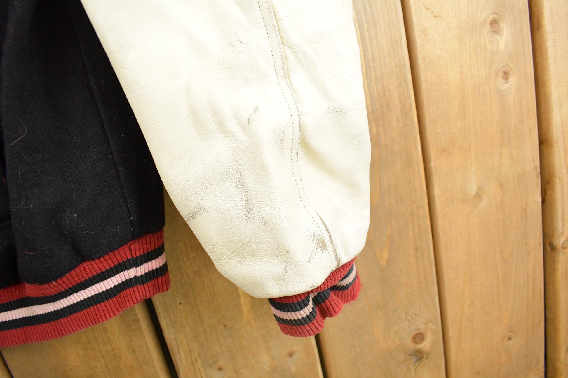 Vintage 1990s Tommy Hilfiger Wool Leather Varsity Jacket Men's Large