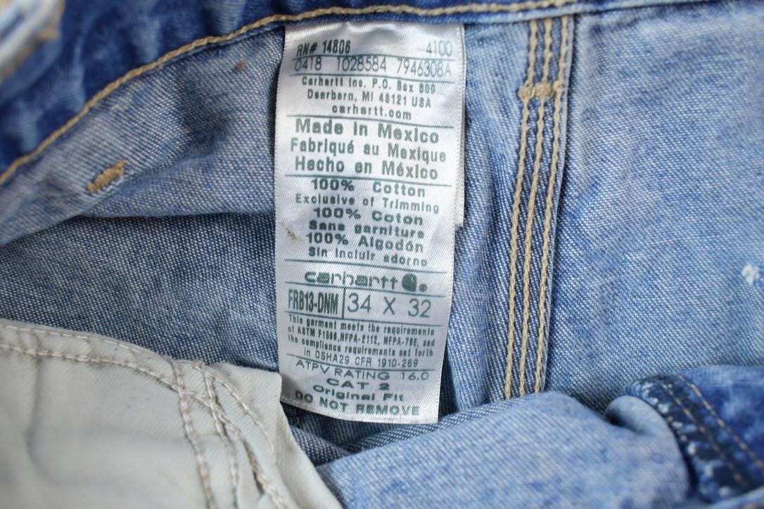 Vintage 1990s Carhartt Flame Resistant Denim Work Pants Size 34 x 32