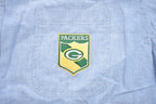Vintage 1990s Embroidered Green Bay Packers NFL Denim Button Up T-Shirt