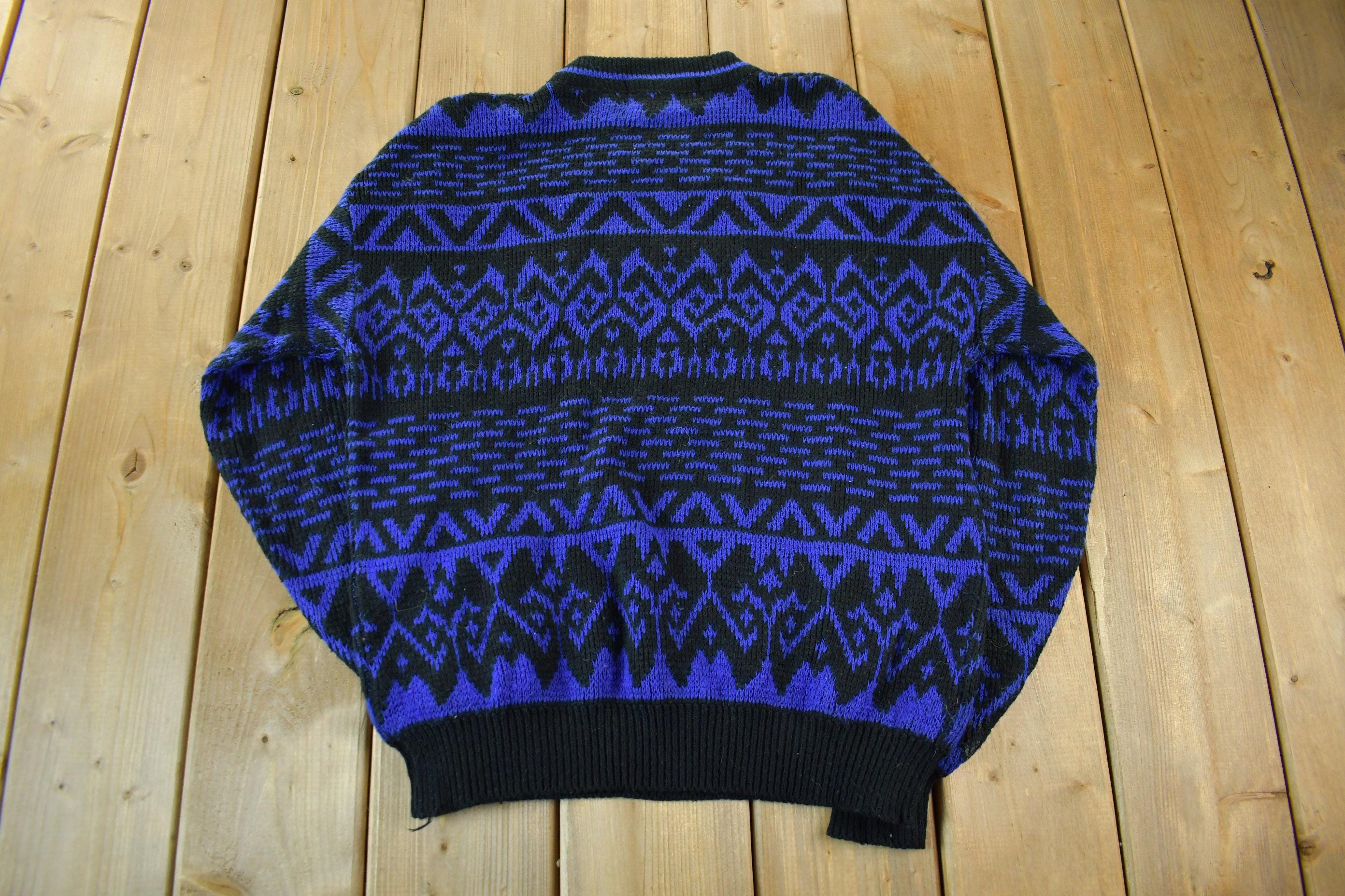 Vintage 1990s McGregor Knit Abstract Pattern Crewneck Sweater Men's Medium