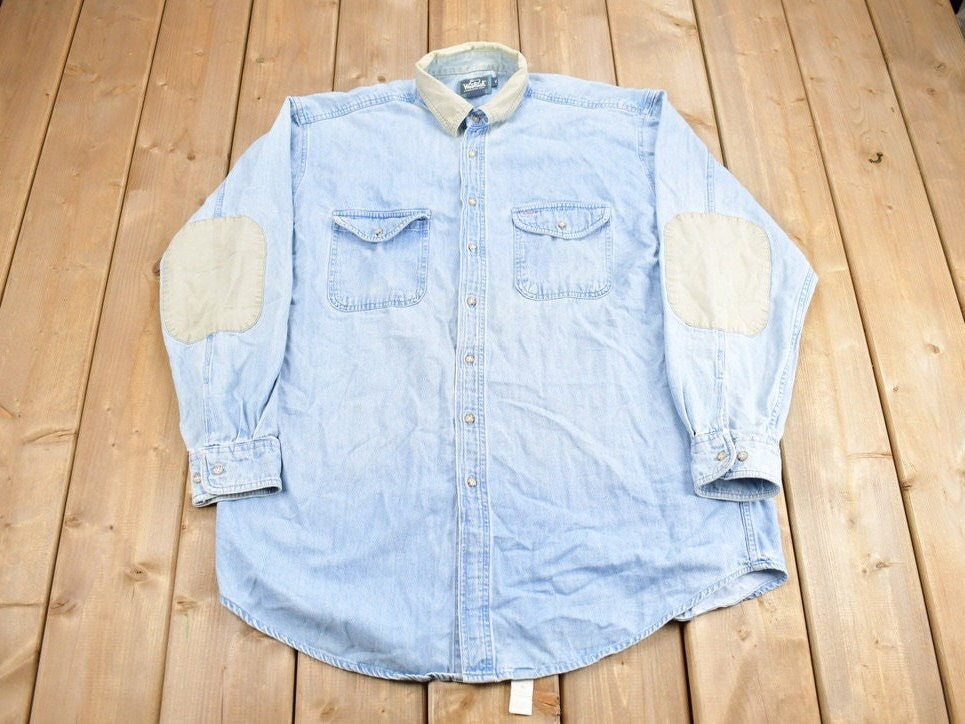 Vintage 1990s Woolrich Denim Button Up Shirt