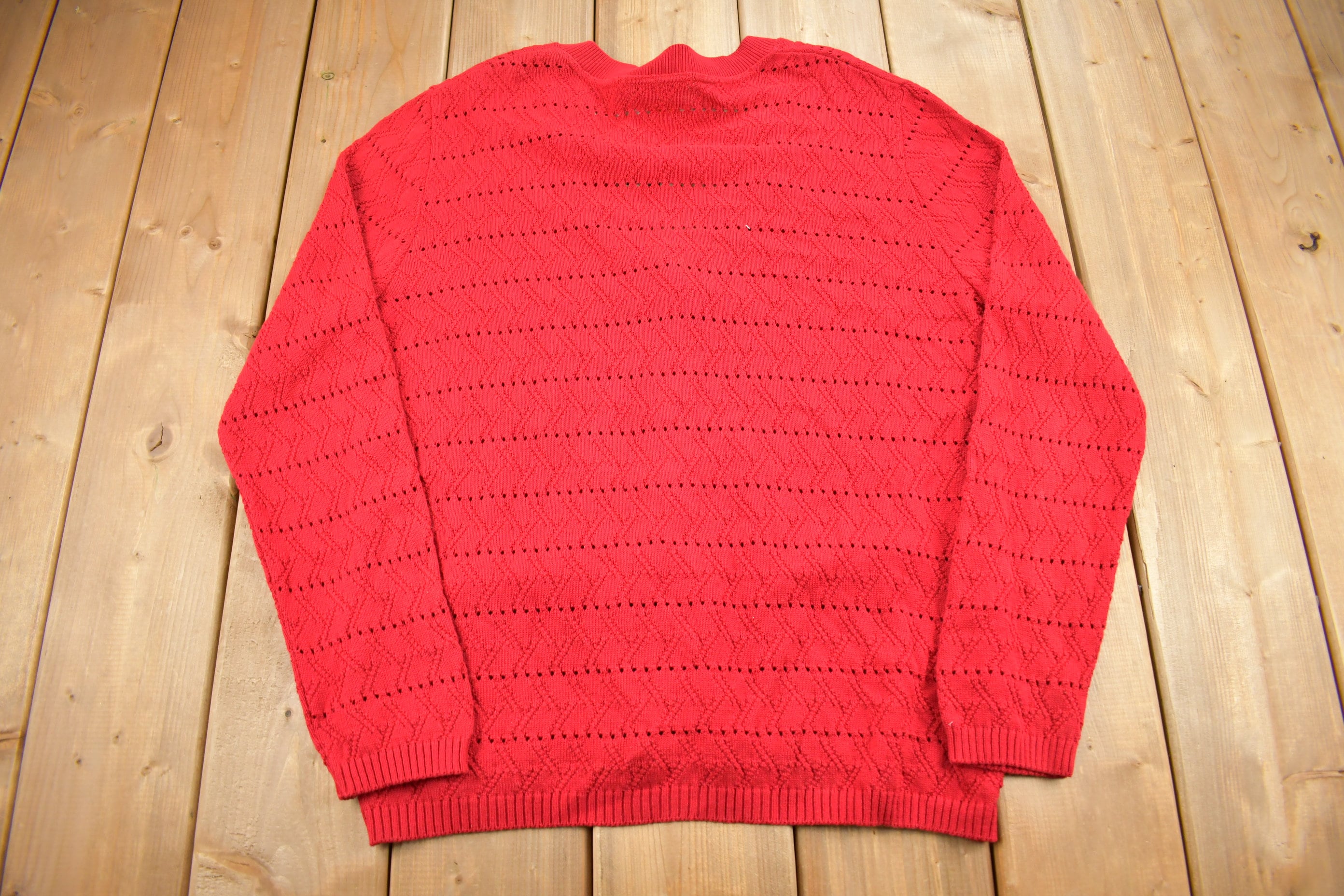 Vintage 1990s Excelsior Red Knit Cardigan Sweater