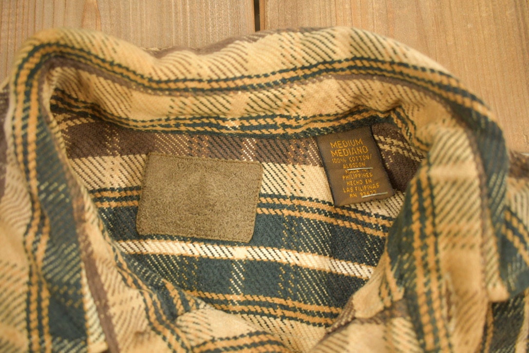 Vintage 1980s Brown Plaid Flannel Button Up Shirt