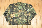 Vintage 1990s Trail Crest AOP Woodland Camo Quarter Zip Fleece Outdoorsman Sweater Men's XL