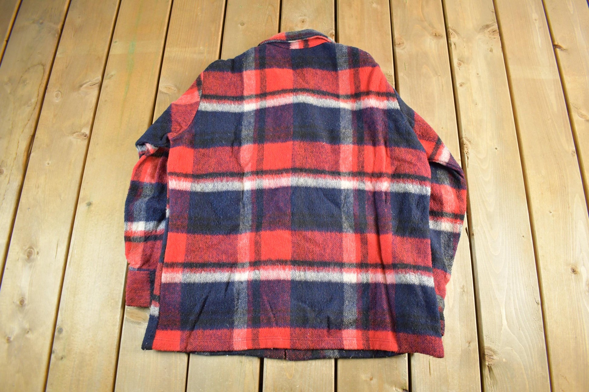 Vintage 1970s Wool Flannel Shirt Jacket Men's M-L