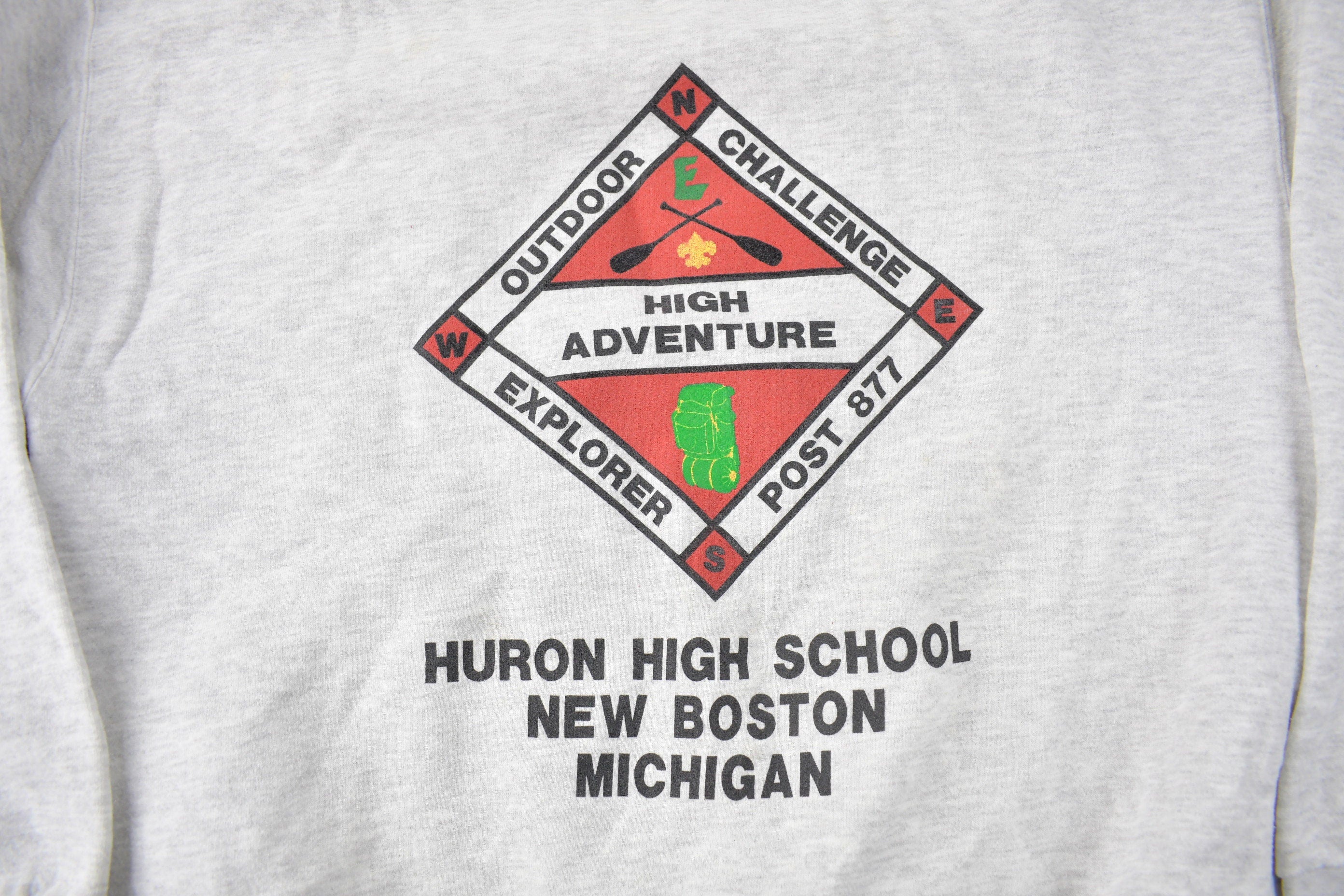 Vintage 1990s Huron High School New Boston Michigan Crewneck Sweatshirt Made In USA
