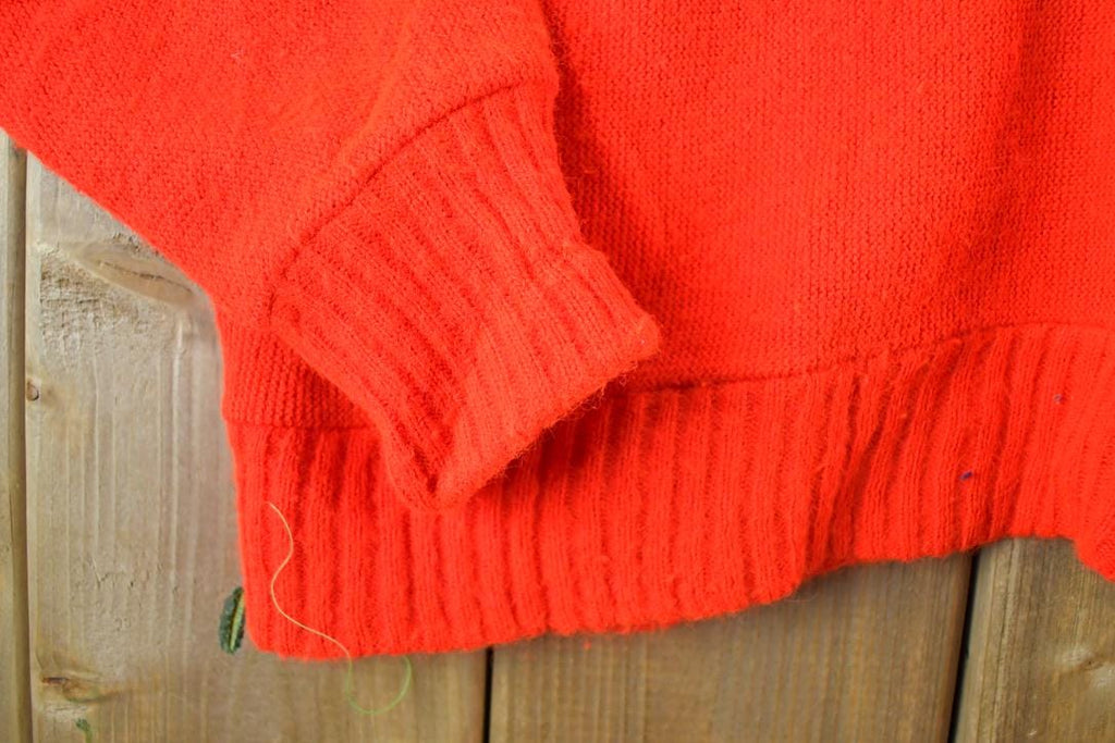 Vintage 1970s Red Knit Perfect Mild Distress Cardigan Sweater Made In USA