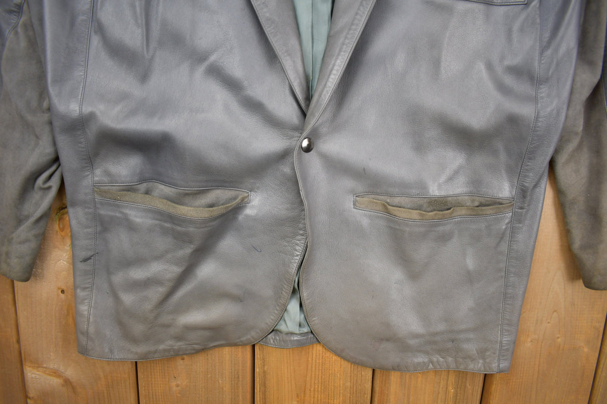 Vintage 1990s Claude Montana Ideal Cuir Leather Blazer Jacket