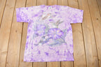 Vintage 1990s Hummingbirds Tie Dye All Over Print Graphic T-Shirt Size M