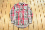 Vintage 1990s Wrangler Western Plaid Flannel Pearl Snap Shirt Men's Large