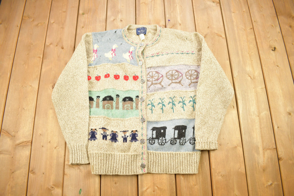 Vintage 1990s Woolrich Woman Knitted Wool Patchwork Cardigan Sweater