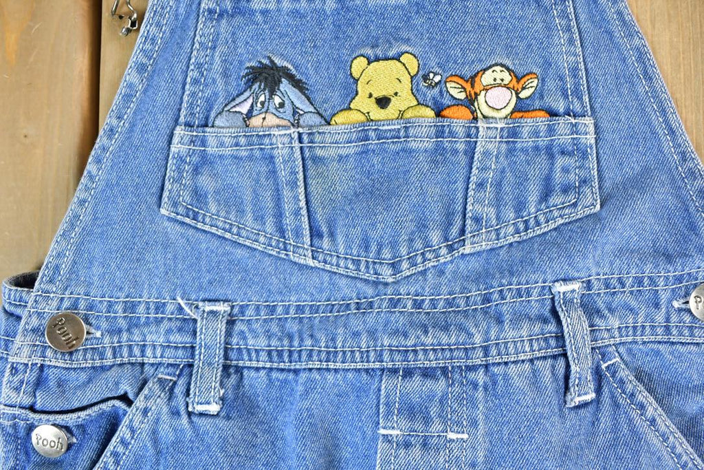 Vintage 1990s Pooh Bear Youth Denim Coveralls Size 8