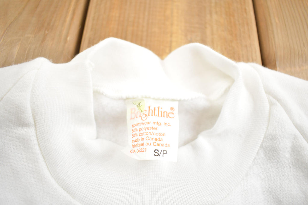 Vintage 1990s Brightline Blank White Crewneck Sweatshirt Made In Canada