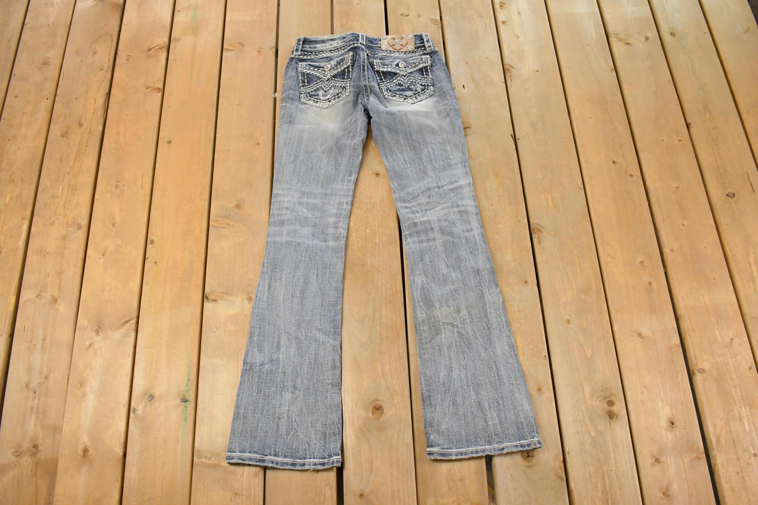 Vintage Deadstock Y2K Miss Me Bedazzled Low Rise Jeans Women's Size 26x31