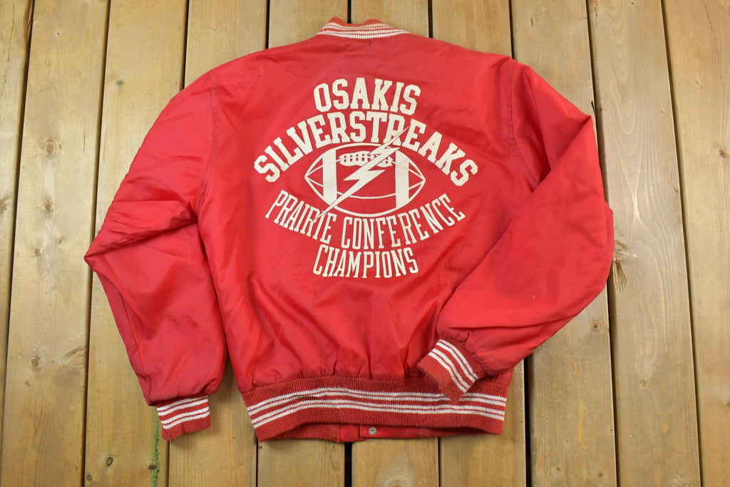 Vintage 1990s Osakis Silverstreaks Champions West Wind Snap Button Satin Jacket Made In USA