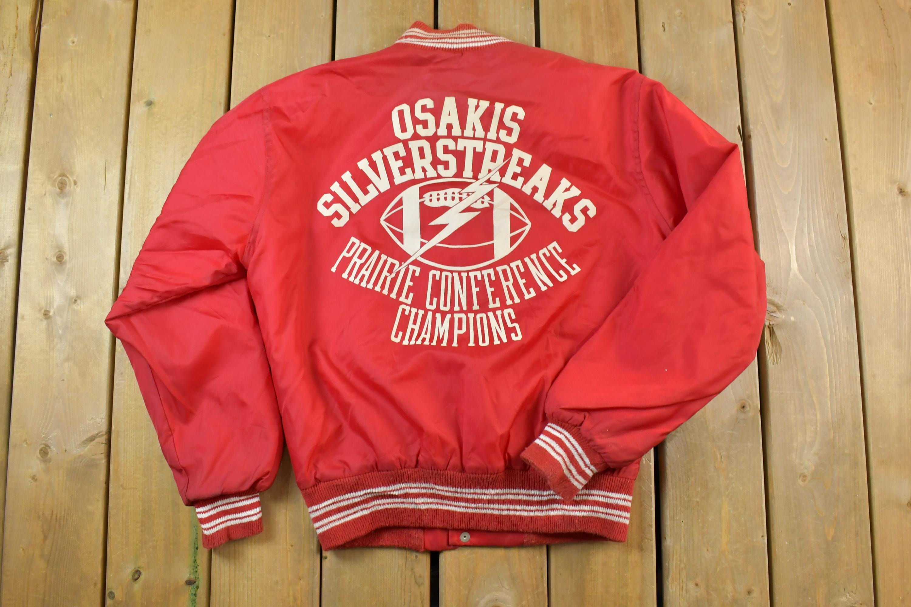 Vintage 1990s Osakis Silverstreaks Champions West Wind Snap Button Satin Jacket Made In USA