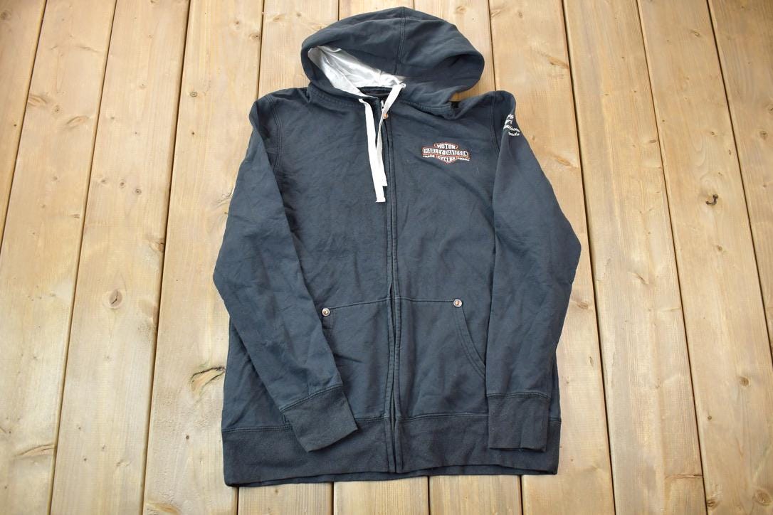 Vintage 1990s Harley Davidson Embroidered Bergdale Graphic Hoodie