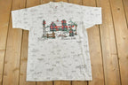 Vintage 1990s Branson Missouri All Over Print Farm Theme Graphic T-Shirt