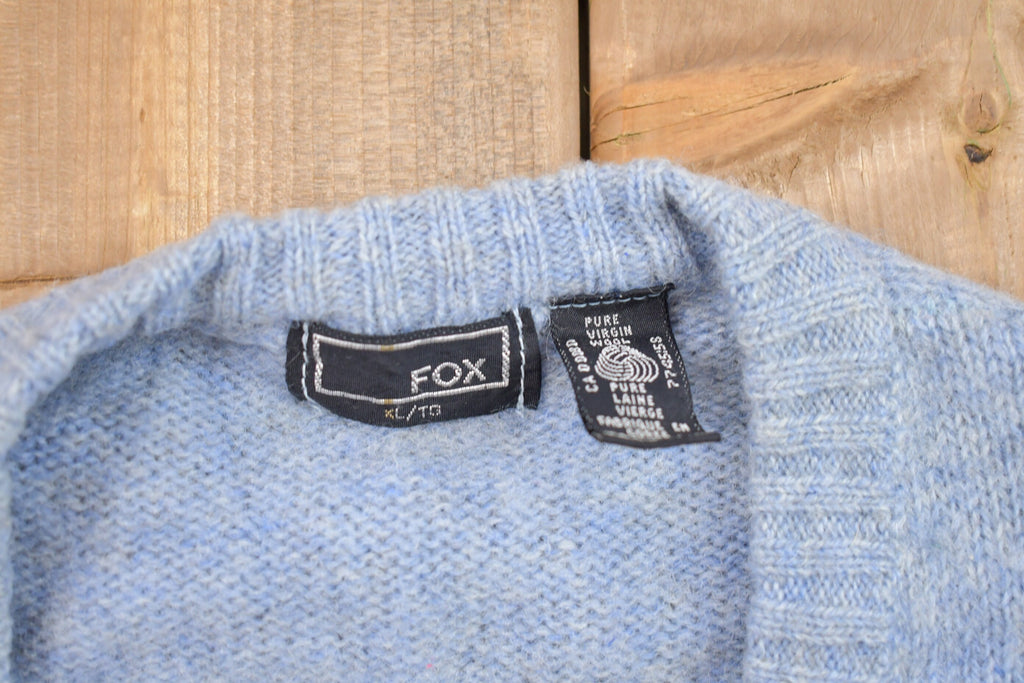 Vintage 1990s Fox Virgin Wool Knitted Sweater Vest