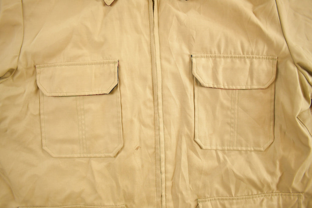 Vintage 1990s Plaid And Solid Beige Reversible Jacket