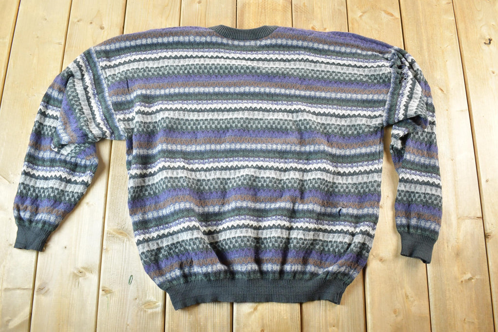Vintage 1990s Tundra Canada Knit Abstract Pattern Crewneck Sweater Mens XXL
