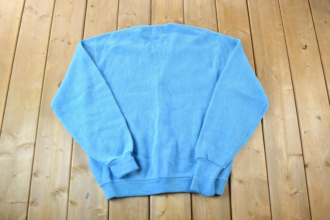Vintage 1970s Brent Knit Perfect Mild Distress Cardigan Sweater Made In USA