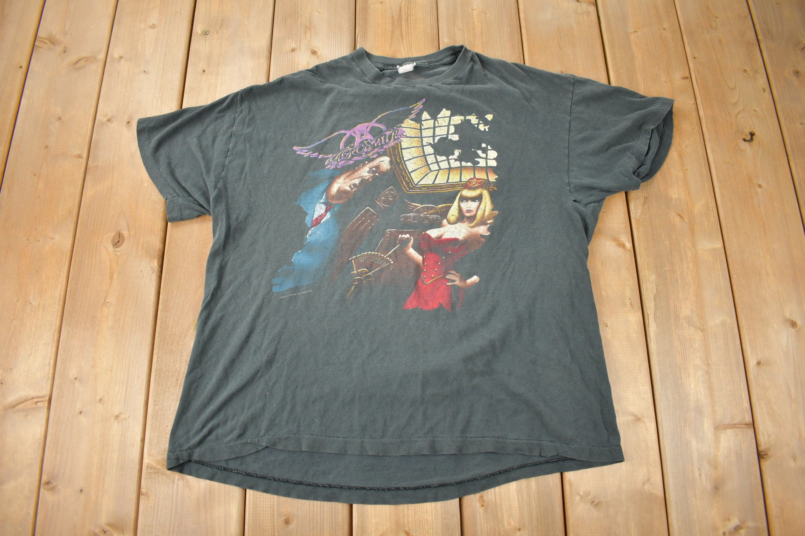 Vintage 1989 Aerosmith Aero Force One Distressed Band T-Shirt