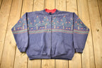 Vintage 1990s Winter Cardinal Theme Button Up Sweatshirt