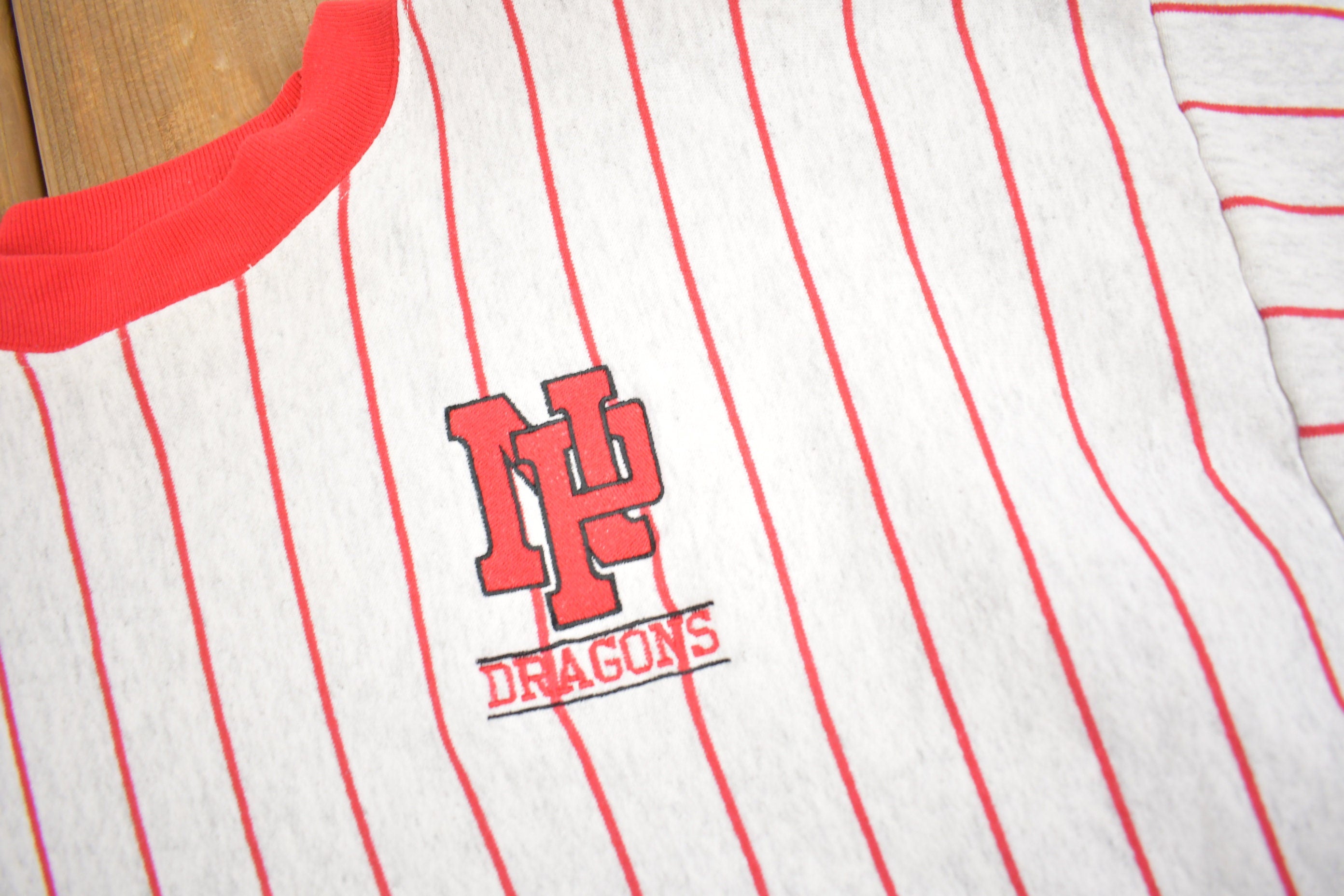 Vintage 1990s North Penn Dragons Pinstripe Crewneck