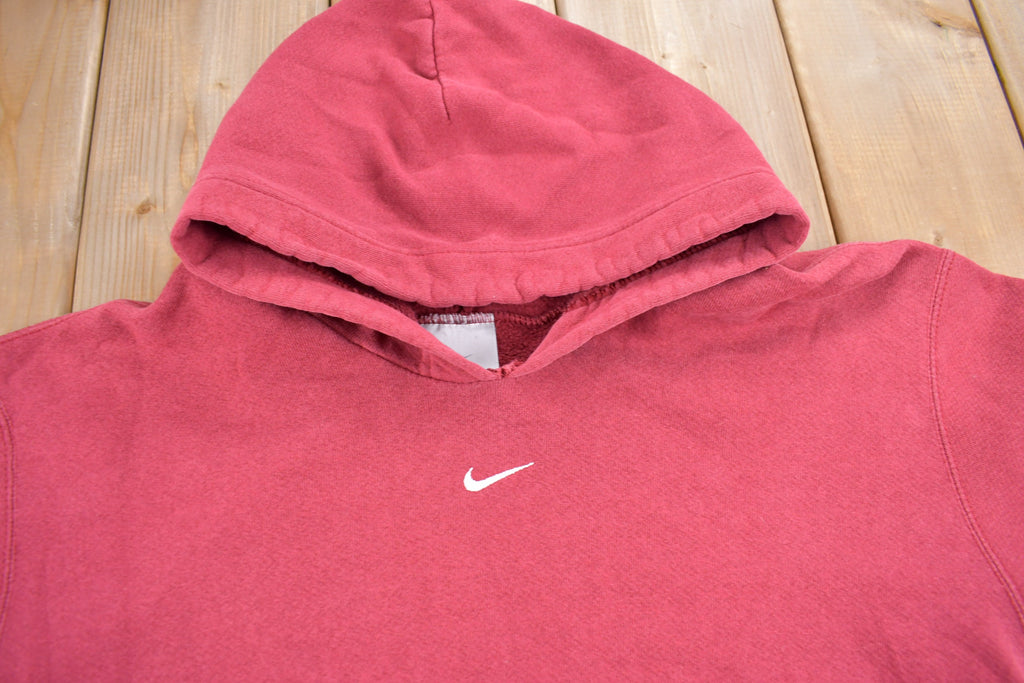Vintage Y2K Nike Center Swoosh Hoodie / Red Nike Hoodie / Nike Mid Swoosh / Embroidered / Nike Mid Swoosh