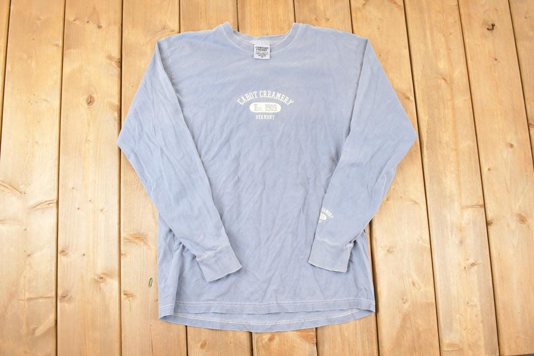 Vintage 1990s Cabot Creamery Graphic Print Long Sleeve T Shirt Men's M
