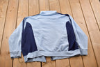 Vintage 1990s Blank Blue Colour Block Zip Up Sweatshirt