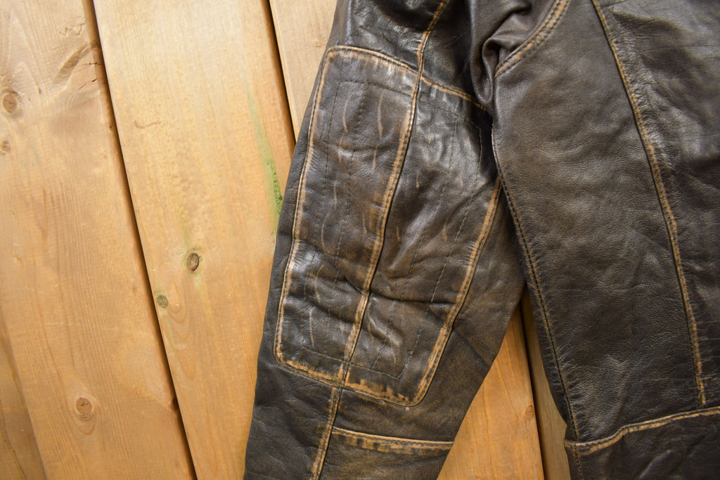 Vintage 1980s Green Coast Cafe Racer Leather Jacket