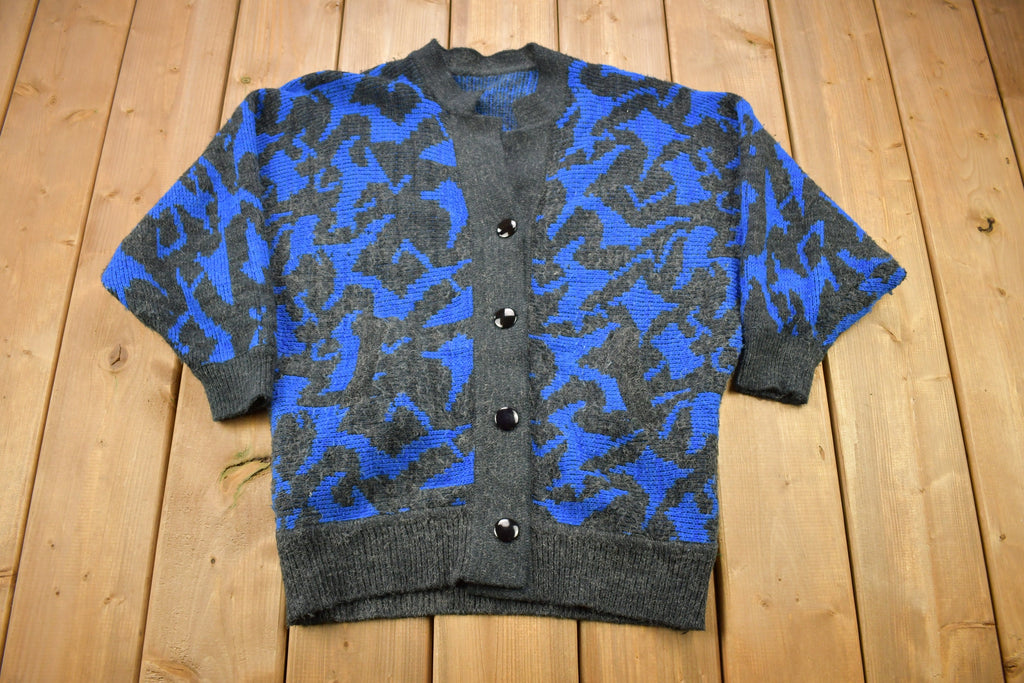 Vintage 1990s All Over Pattern Knitted Cardigan Sweater /