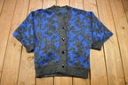 Vintage 1990s All Over Pattern Knitted Cardigan Sweater /