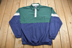 Vintage 1990s Safe Harbor Quarter Button Striped Sweatshirt