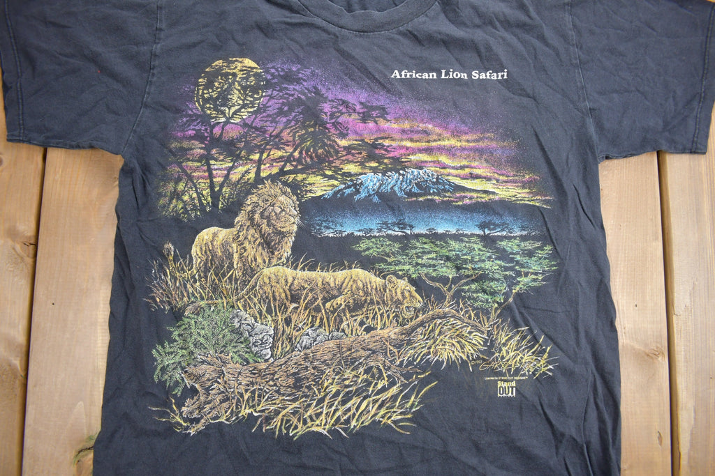 Vintage 1993 African Lion Safari Theme Graphic T-Shirt
